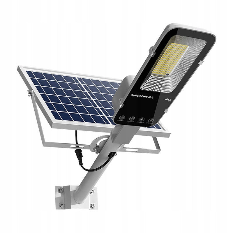 SUPERFIRE POWERFUL SOLAR LED LAMP 63W SOLAR PANEL OUTDOOR REMOTE CONTROL IP65 Batteries included yes