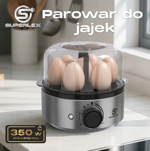 SUPERLEX Egg Cooker EB6405-GS 30-minute Timer Silver 350W Brand SUPERLEX