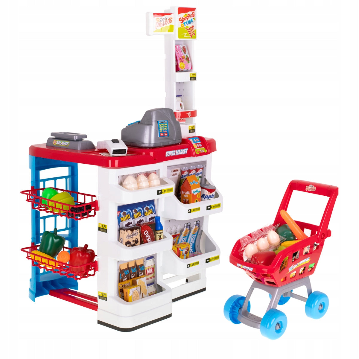 SUPERMARKET CHILDREN'S SHOP GROCERY STALL CASH REGISTER TROLLEY SCANNER Brand Ikonka