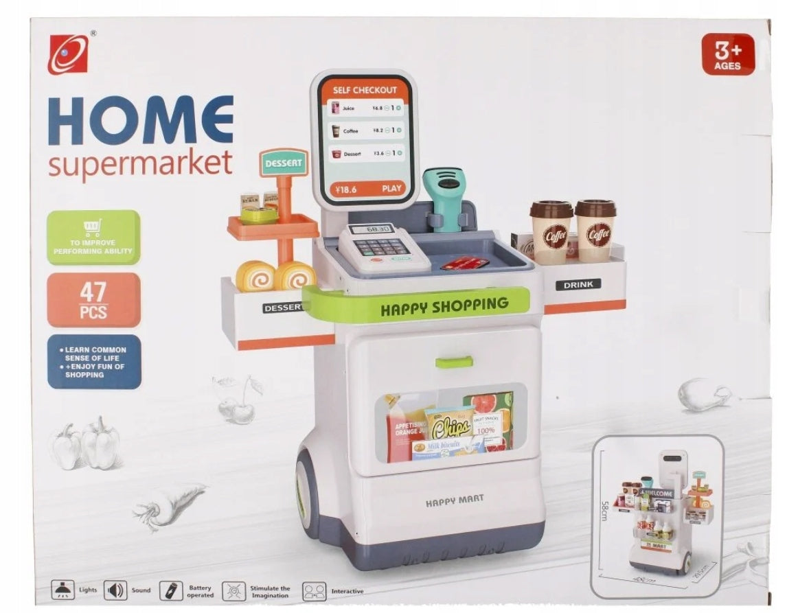 SUPERMARKET SHOP FOR CHILDREN CASH REGISTER LARGE SET - TOY IN THE STORE Packaging status original