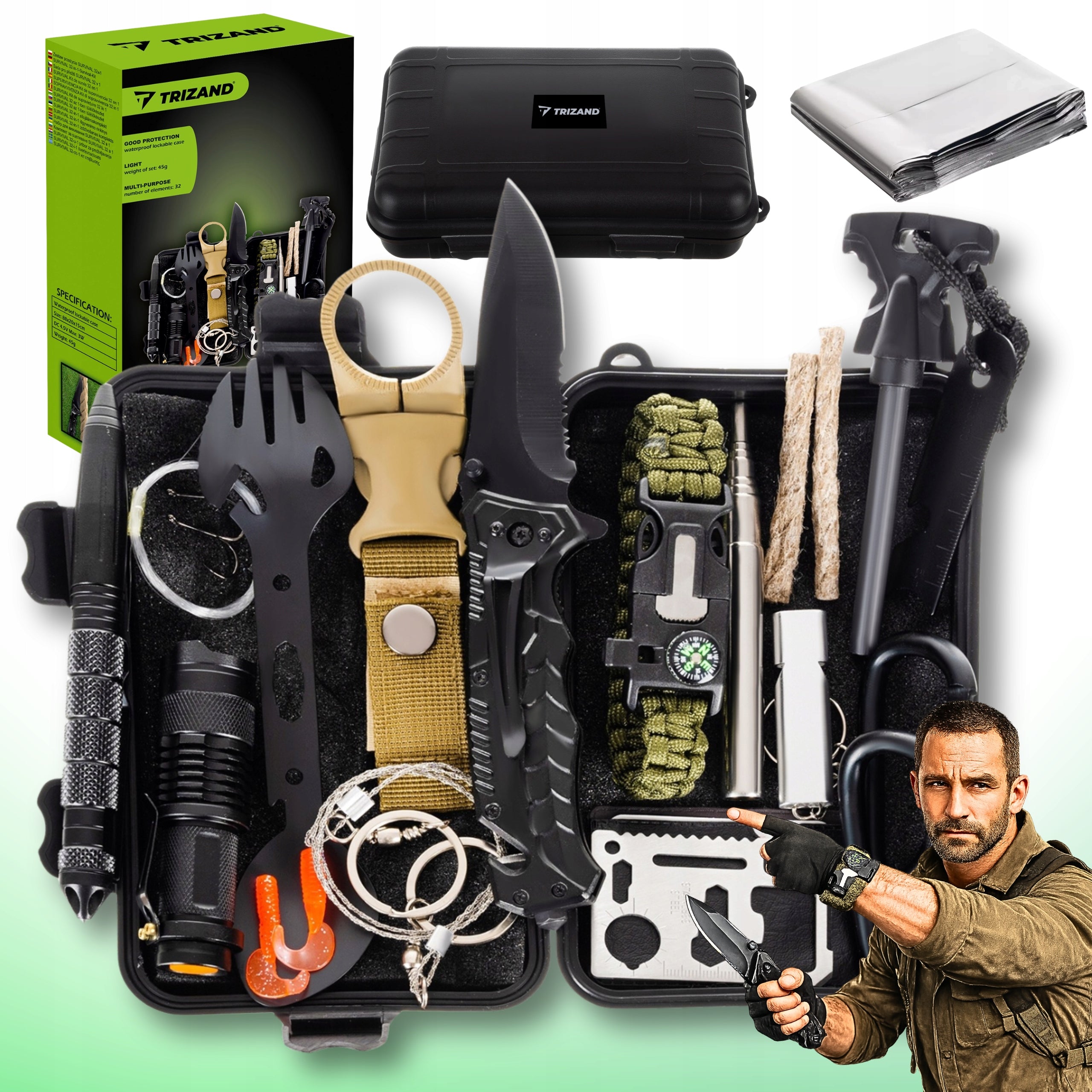SURVIVAL MILITARY SURVIVAL KIT IN CASE Essential 32in1
