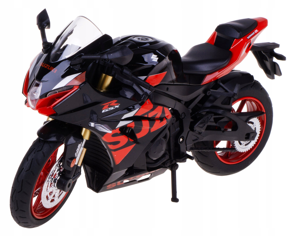 SUZUKI GSX 1000R MODEL PLASTIC/METAL LIGHT SOUND MOTOR 1:12 BLACK-RED