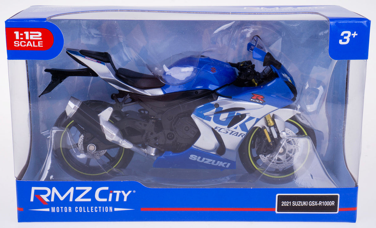 SUZUKI GSX-R1000R 2021 MODEL PLASTIC/METAL RMZ MOTOR 1:12 BLUE Packaging status original