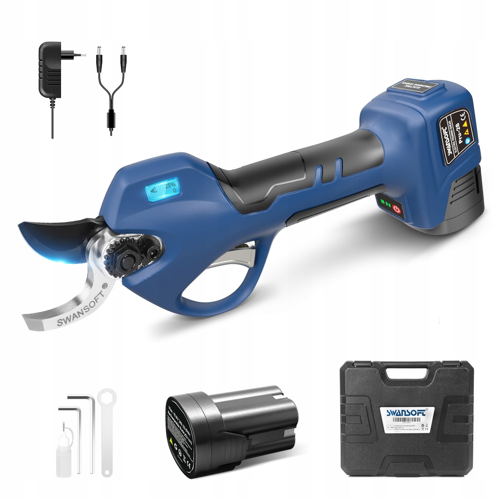 SWANSOFT electric secateur, 16.8V battery pruner for orchard & garden PRU28