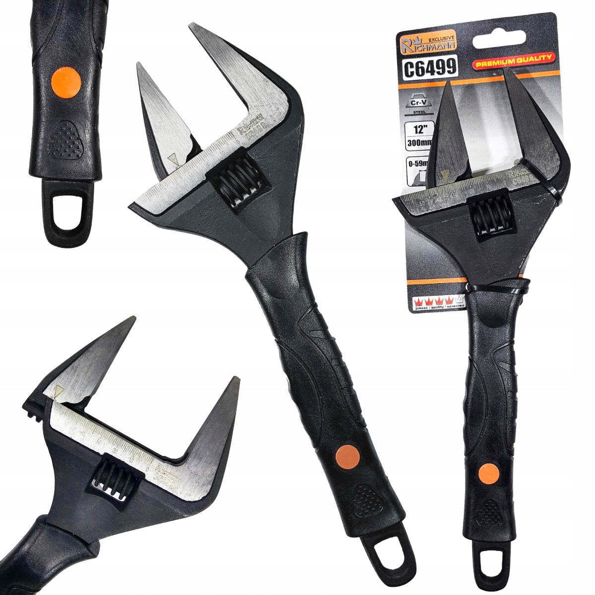 SWEDISH ADJUSTABLE WRENCH 12'' 0-59mm WIDE ADJUSTABLE RICHMANN C6499