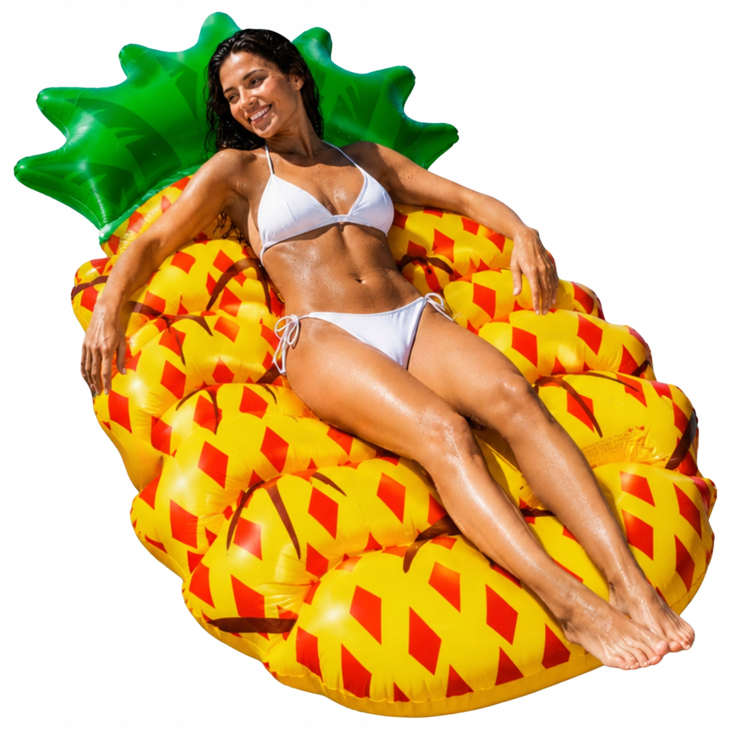 SWIMMING MATTRESS LARGE 150CM INFLATABLE WATER INFLATABLE WHEEL PONTOON PINEAPPLE