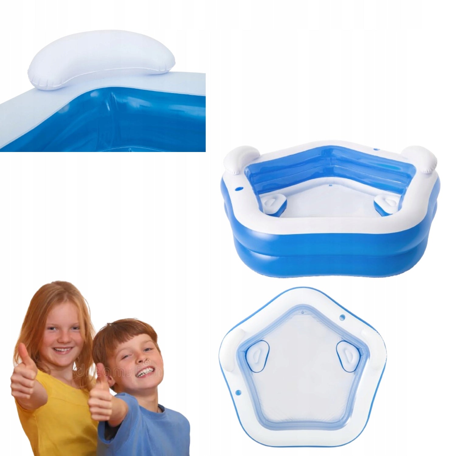 SWIMMING POOL INFLATABLE GARDEN SEATING TWO PILLOWS 213 X 206 CM BLUE