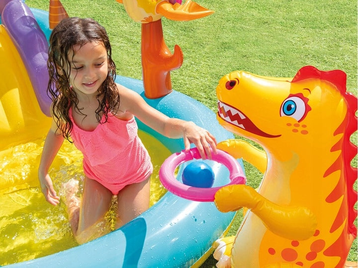 SWIMMING POOL INFLATABLE ROUND PLAYGROUND + SLIDE LARGE FOR CHILDREN DINOSAURS Manufacturer code Basen ogrodowy dmuchany ze zjeżdżalnią duży