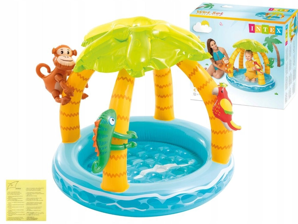 SWIMMING POOL PADDLING POOL FOR CHILDREN INFLATABLE WITH CANOPY GARDEN POOL INTEX 102CM Series 58417