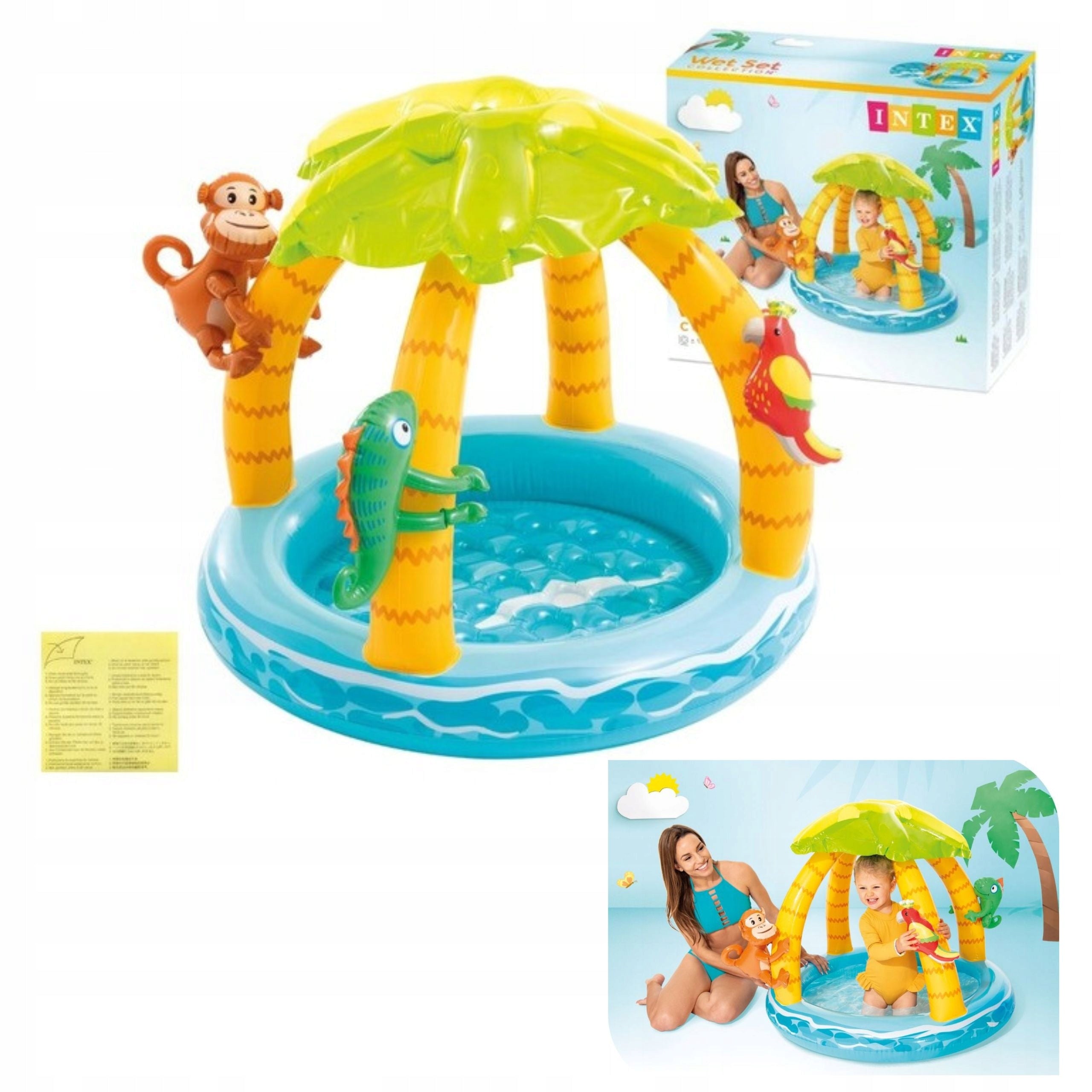 SWIMMING POOL PADDLING POOL FOR CHILDREN INFLATABLE WITH CANOPY GARDEN POOL INTEX 102CM Volume 45 l