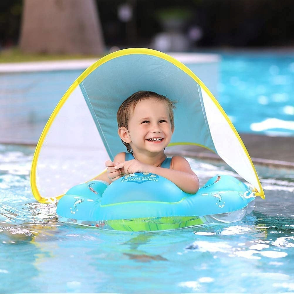 SWIMMING WHEEL FOR BABIES CHILDREN BLUE WITH VISOR Packaging status original
