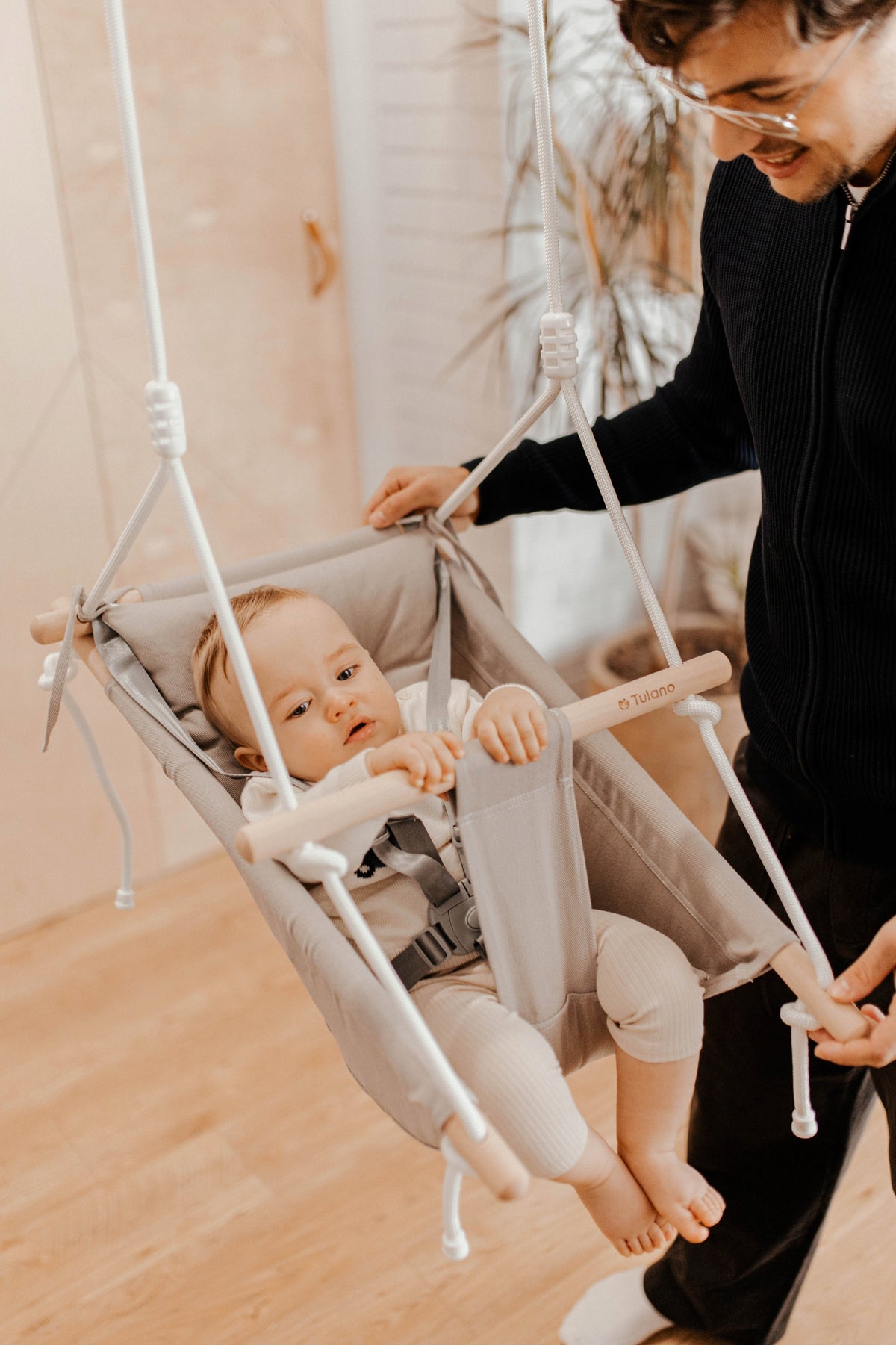 SWING LOUNGER CRADLE Tulano 3in1 wooden HOME FOR CHILDREN'S ROOM Manufacturer code HOP 40 Grey-white