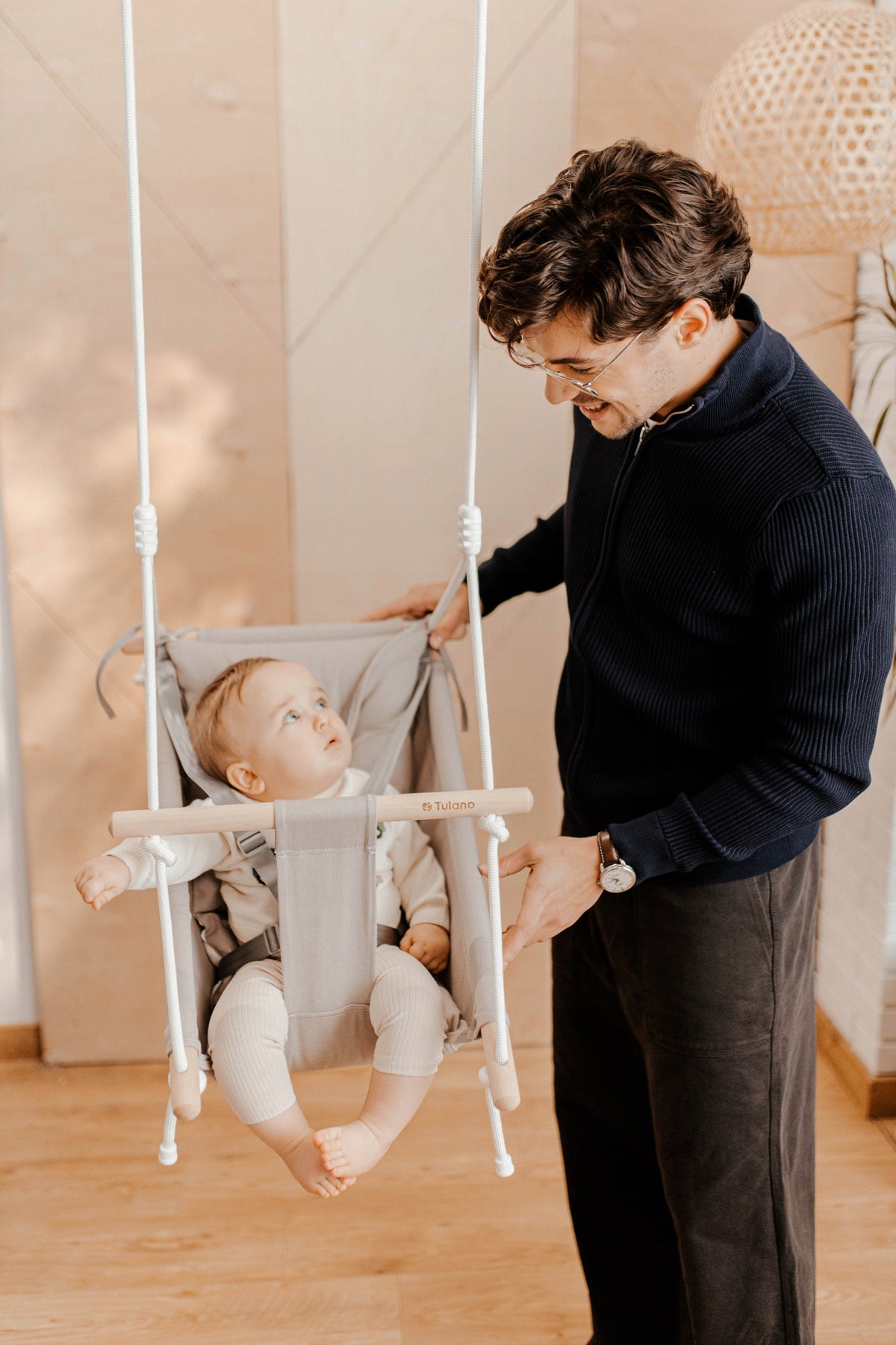 SWING LOUNGER CRADLE Tulano 3in1 wooden HOME FOR CHILDREN'S ROOM Packaging status original