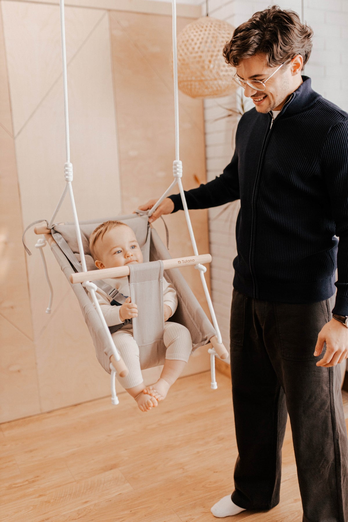 SWING LOUNGER CRADLE Tulano 3in1 wooden HOME FOR CHILDREN'S ROOM roses Packaging status original