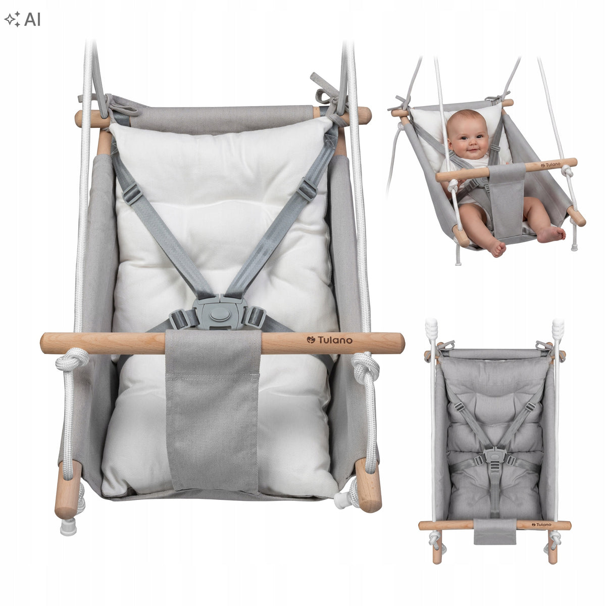 SWING LOUNGER CRADLE Tulano 3in1 wooden HOME FOR CHILDREN'S ROOM
