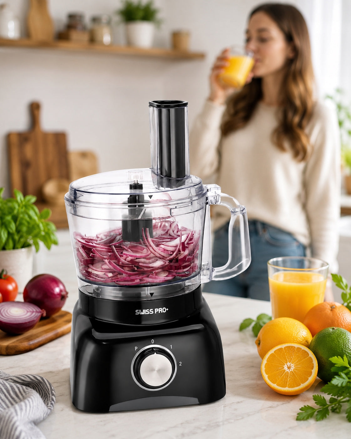 SWISS PRO FOOD PROCESSOR 13IN1 SHREDDER CHOPPER BLENDER 800W Packaging status original