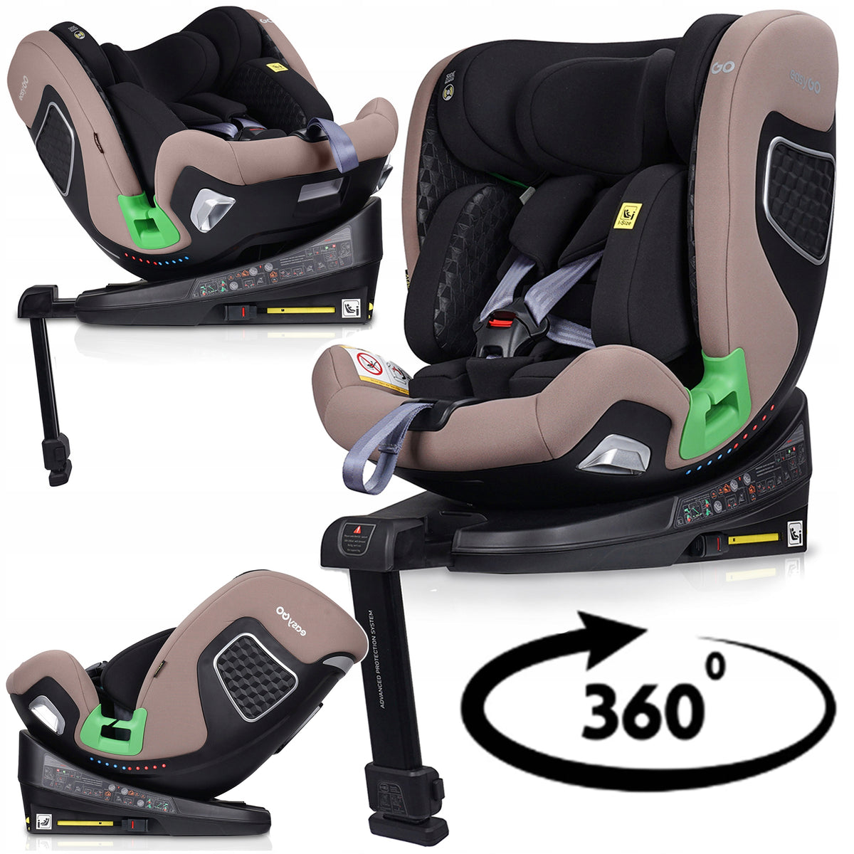 SWIVEL CAR SEAT 360° 15x ADJUSTMENT 0-36 KG RWF I-SIZE ISOFIX