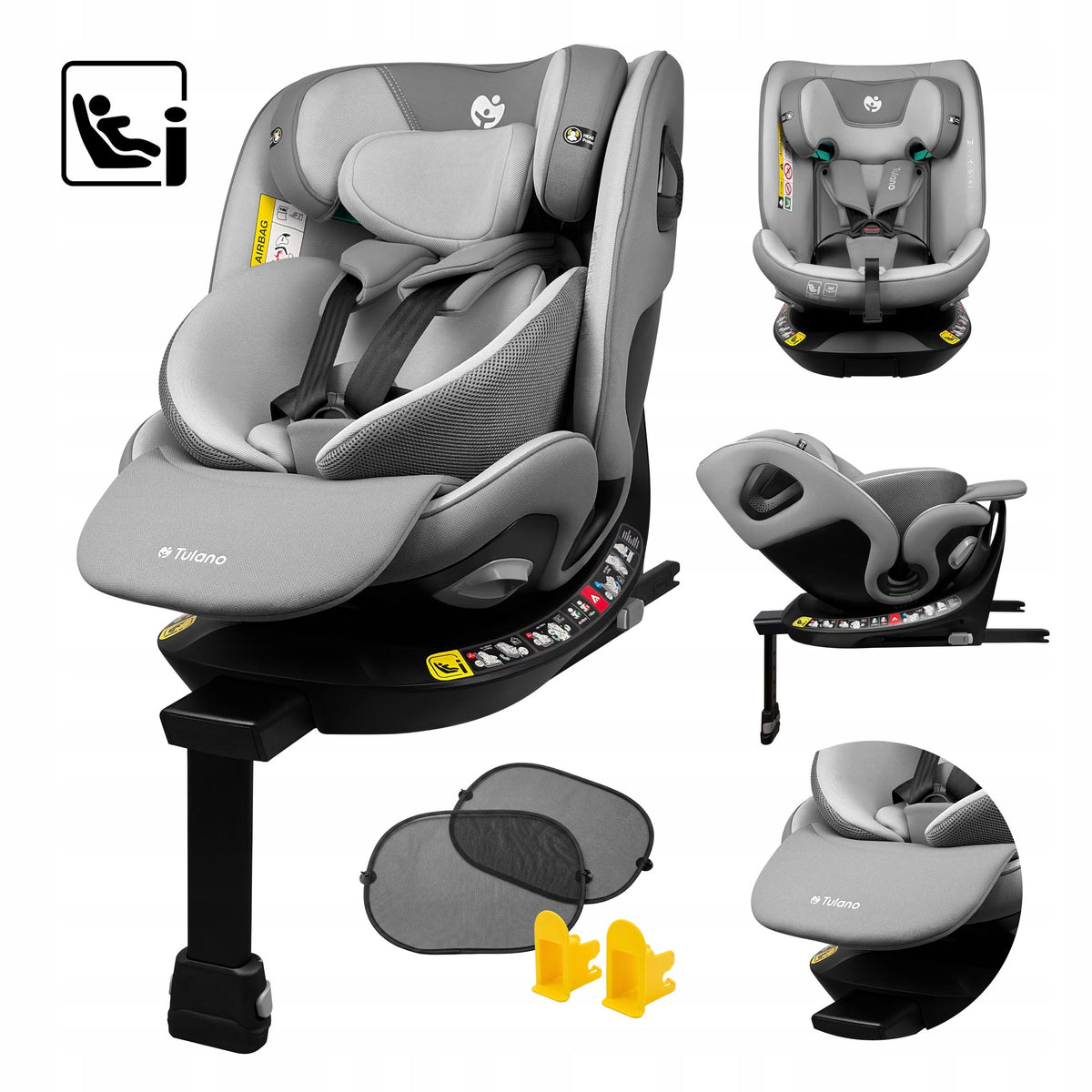 SWIVEL CAR SEAT WITH BASE 360° Tulano ISOFIX i-Size 40-150CM 0-36