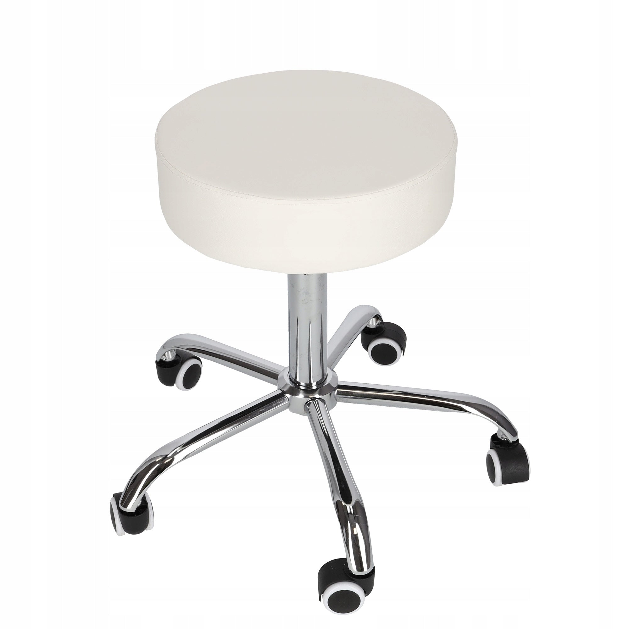 SWIVEL STOOL for massage for office on wheels 4FIZJO PURE - white Manufacturer code Taboret obrotowy na kółkach MS06