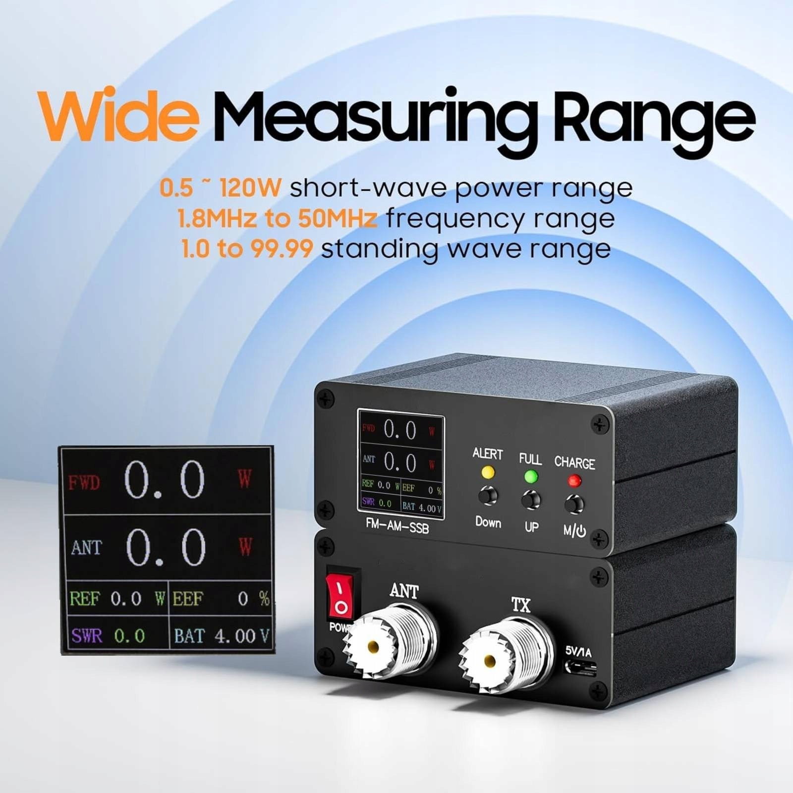 SWR METER 120W 1,8-54MHz 240X240 COLOR FM AM SSB SWR SCREEN Manufacturer code 1021220135711