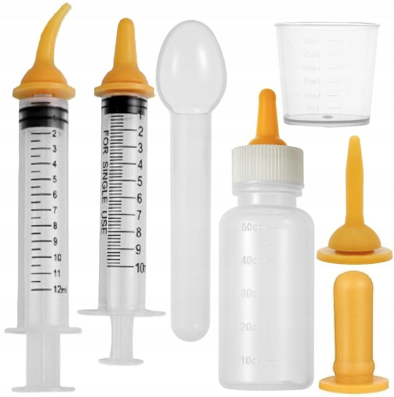 SYRINGES ANIMAL FEEDING BOTTLE KITTEN PUPPIES PACIFIERS SET