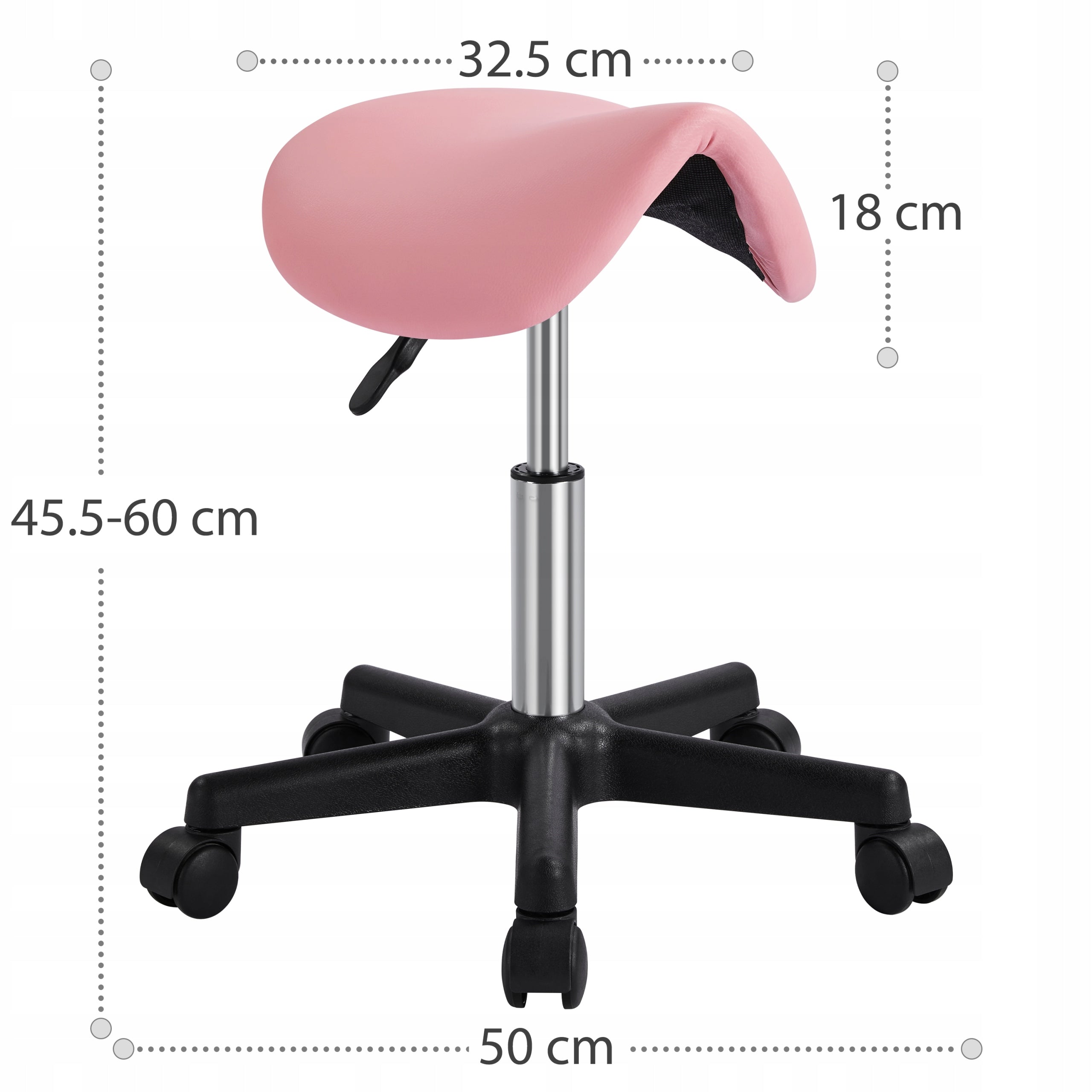 Saddle Stool, Work Stool, Hairdresser, Cosmetic Bag, Adjustable, Pink Brand Yaheetech