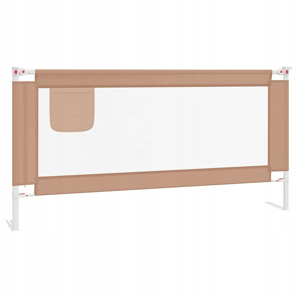 Safety barrier for bed, adjustable, 180x25 cm, taupe