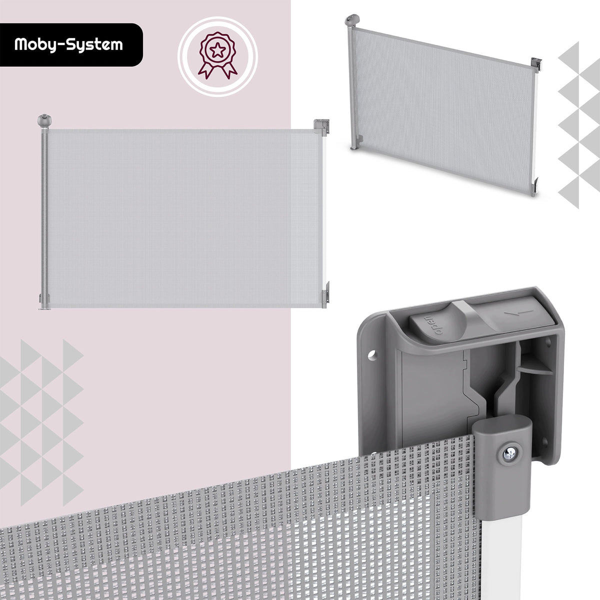 Safety gate Moby-System STAIRSAFE roll-up barrier for stairs Packaging status original