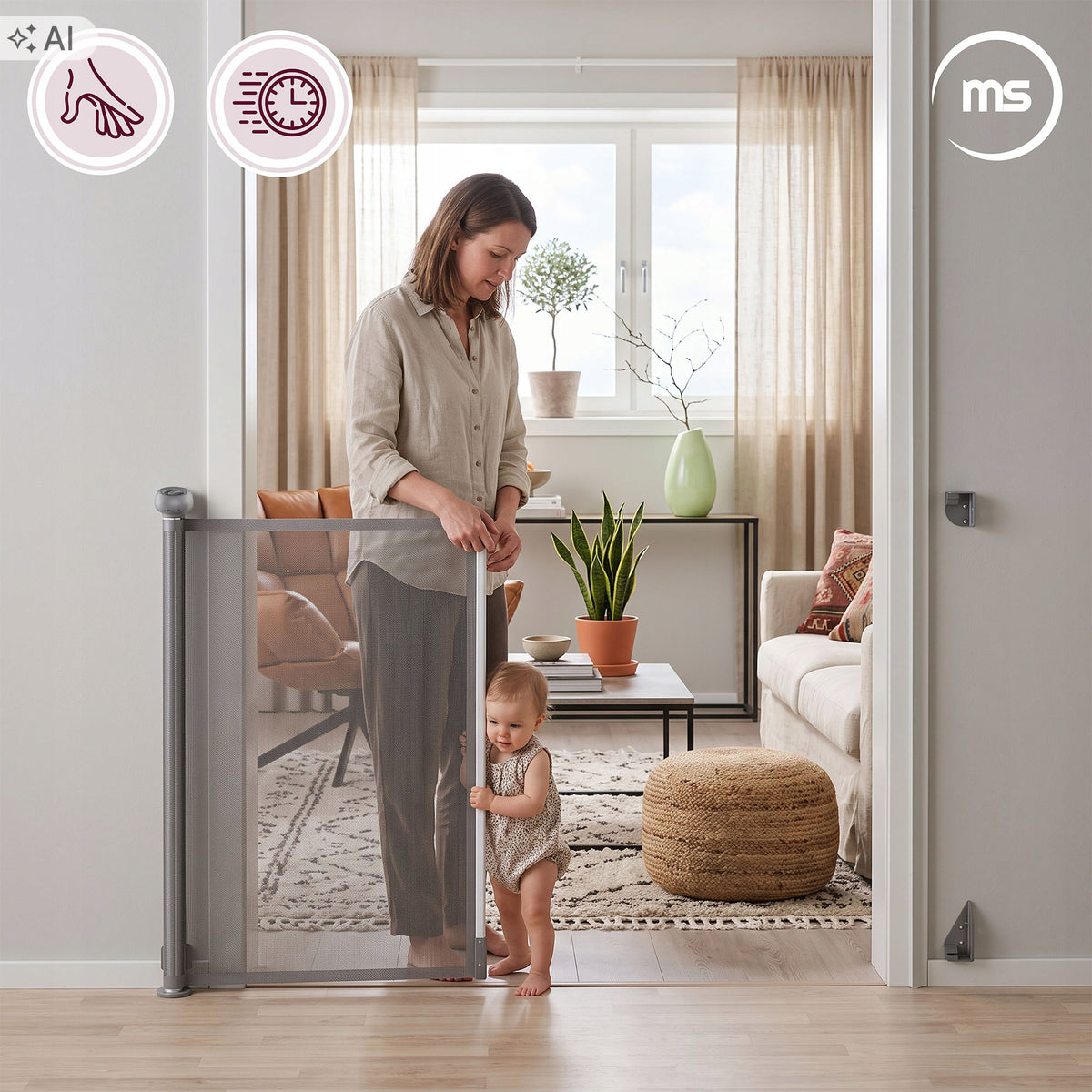 Safety gate for children Moby-System HOMESAFE rolled Press & Turn Manufacturer code HOMESAFE GATE