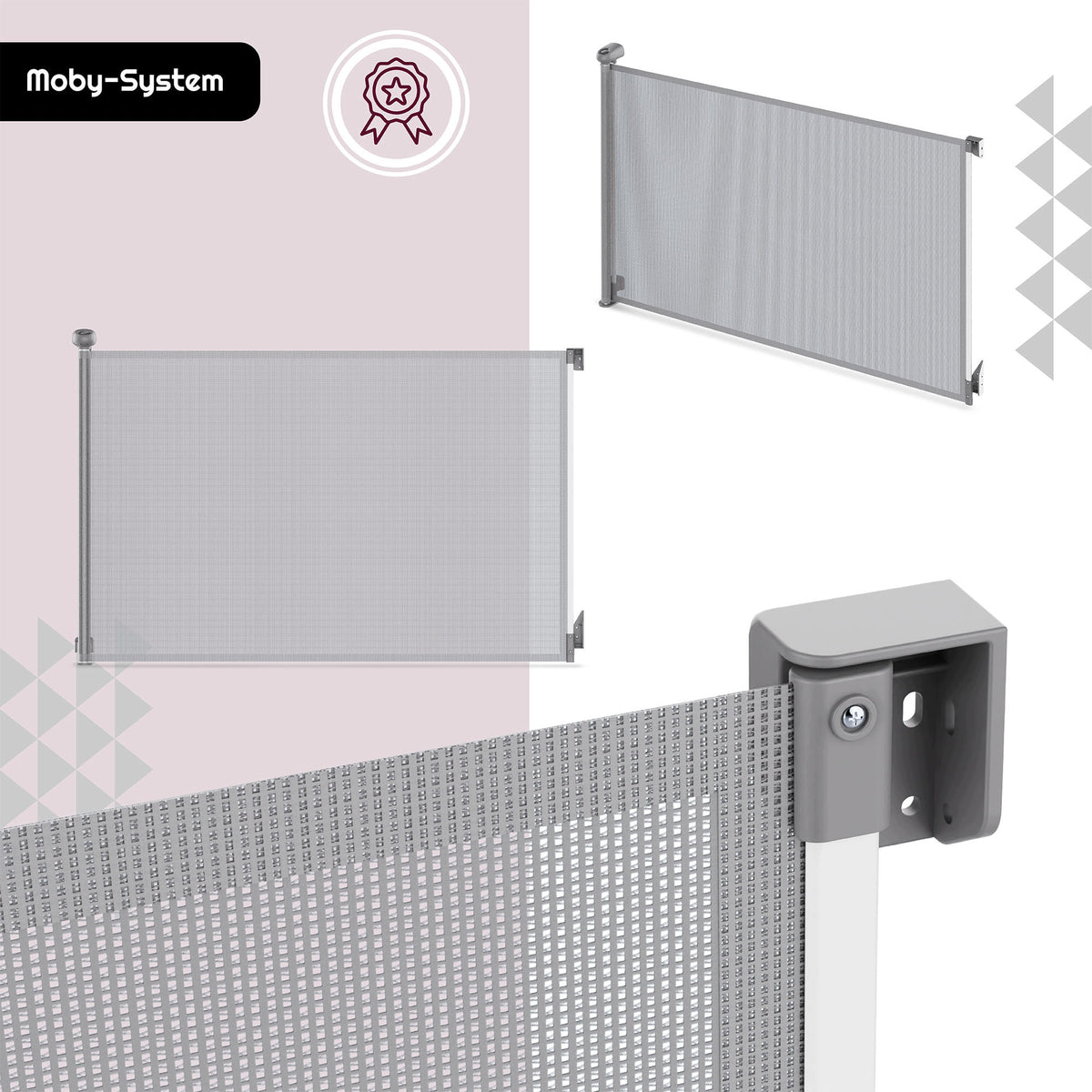 Safety gate for children Moby-System HOMESAFE rolled Press & Turn Packaging status original