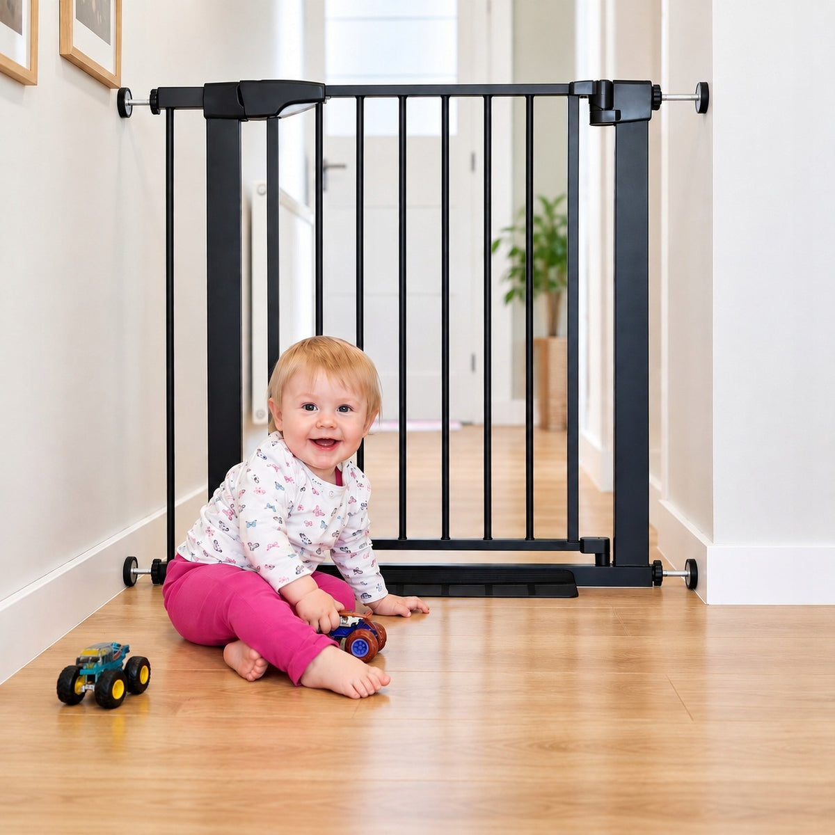 Safety gate for stairs, width 75-82cm, door barrier, extension