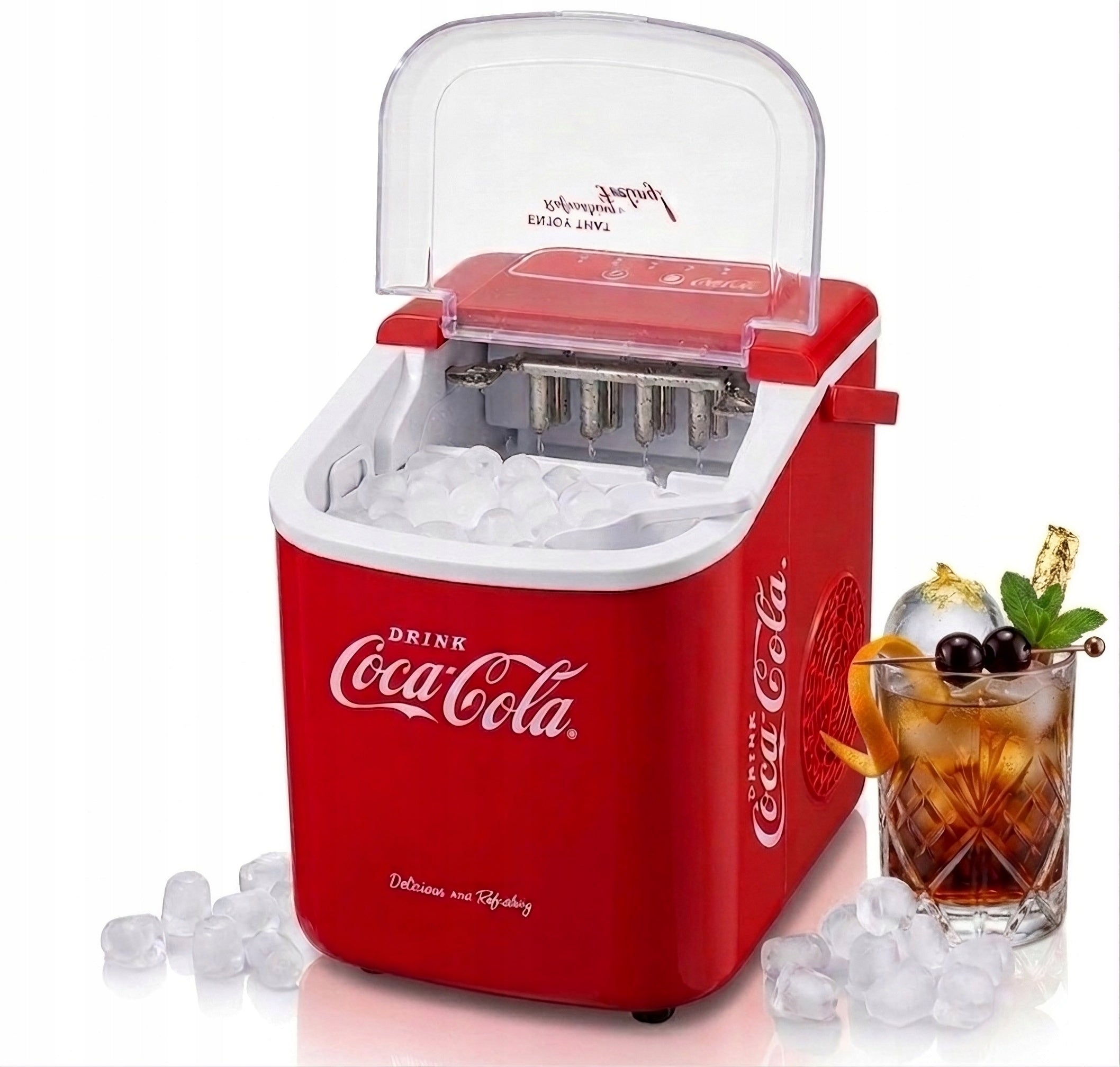 Salco CocaCola kostkarka do lodu,2 rozmiary kostek,10kg na dzień,czerwona