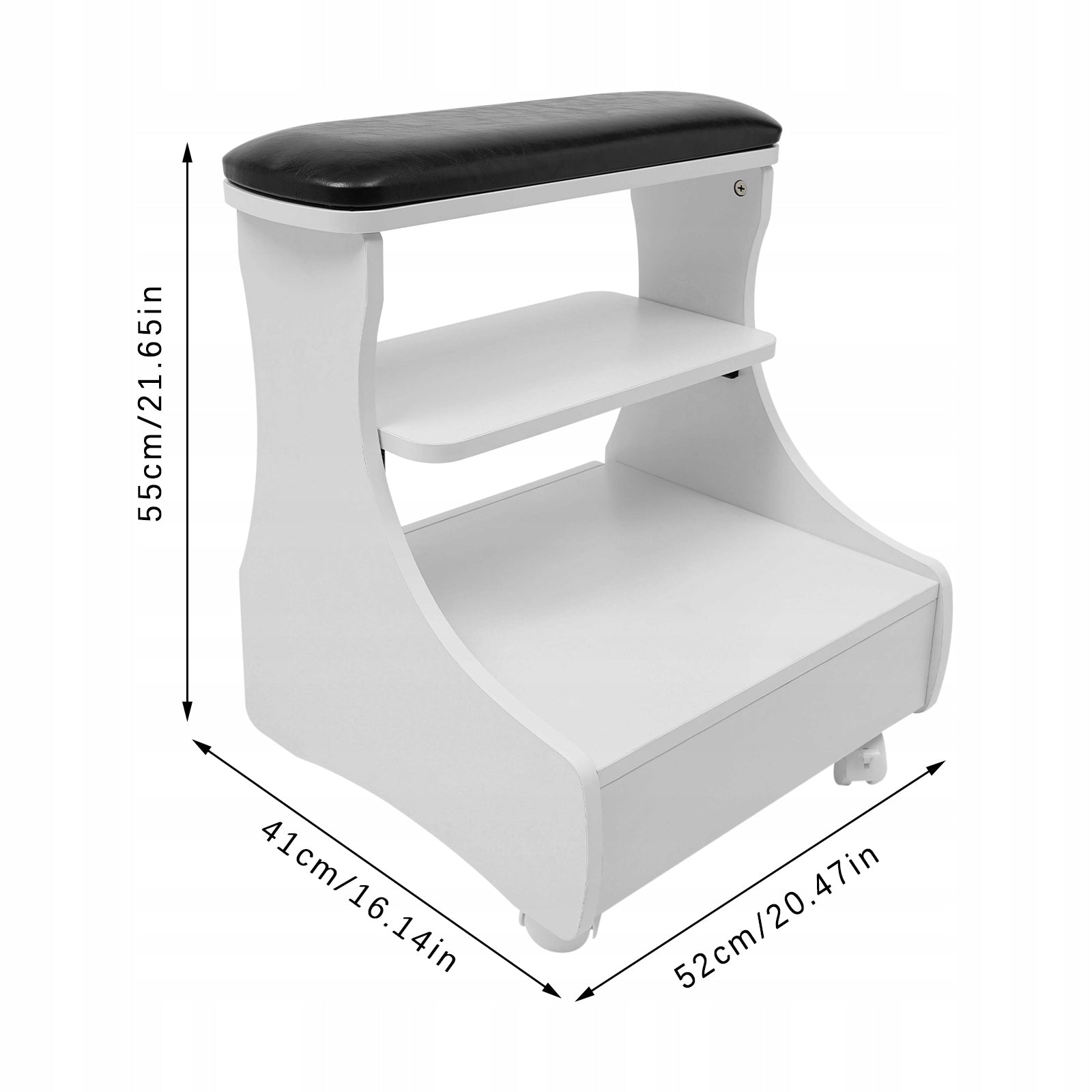 Salon Foot Care Bench, Equipped with Pedals & Universal Wheels, 20KG Packaging status original