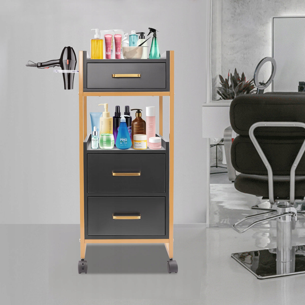 Salon Storage Cart Barber Trolley Barber Shop Tool Cabinet with 3-Drawer Manufacturer code vdsgdxcrsfvg