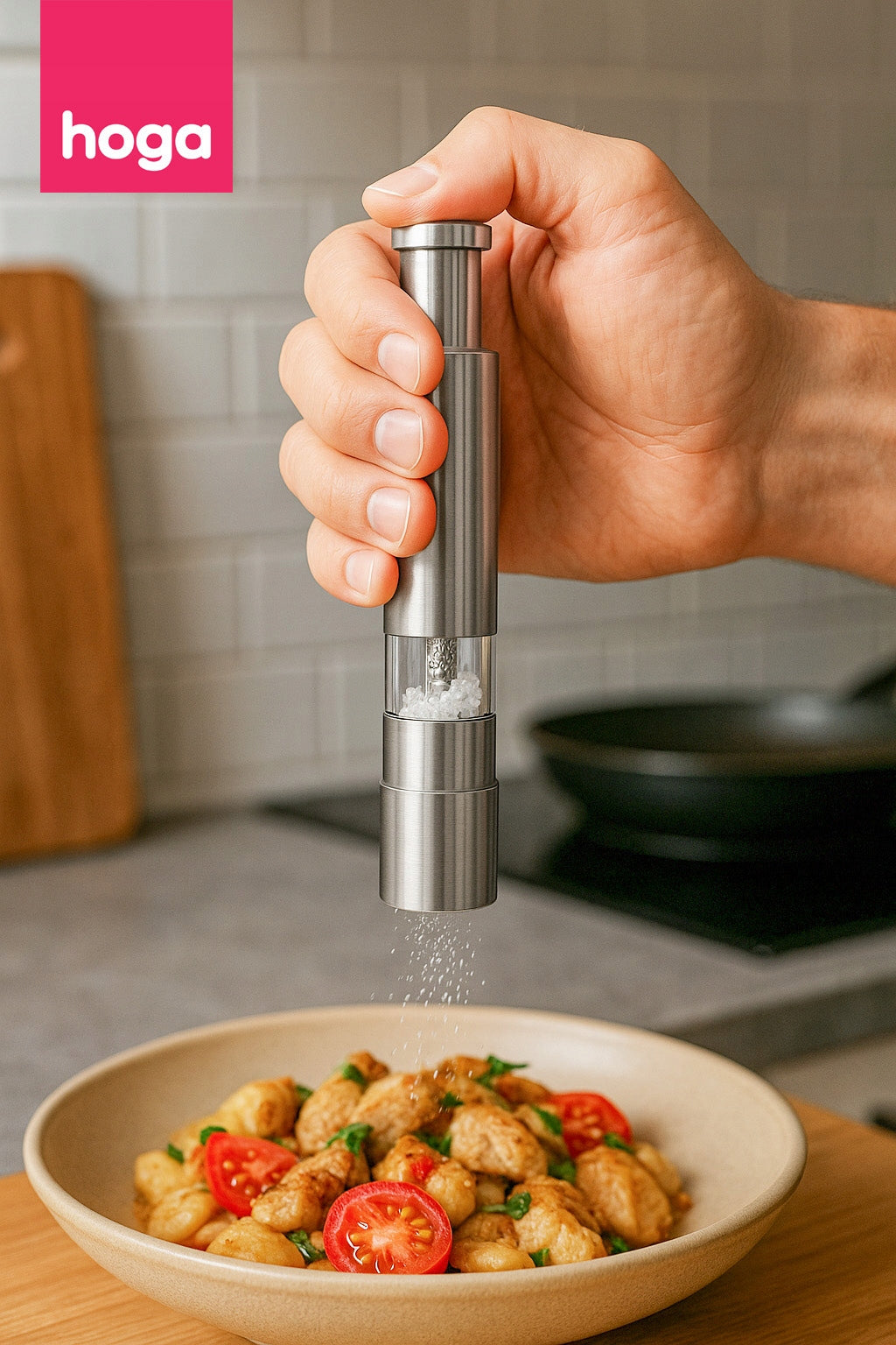 Salt and Pepper Grinder Spices Manual Set Inox Steel 2 Pieces Brand Hoga
