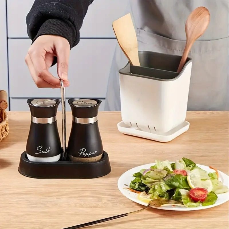 Salt and pepper shaker glass set with stand black mat EAN (GTIN) 5906269412439