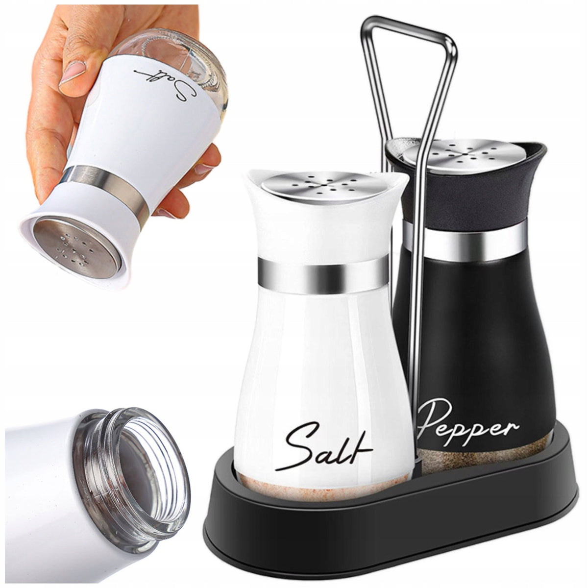 Salt and pepper shaker set with salt stand pepper seasoning Packaging status original