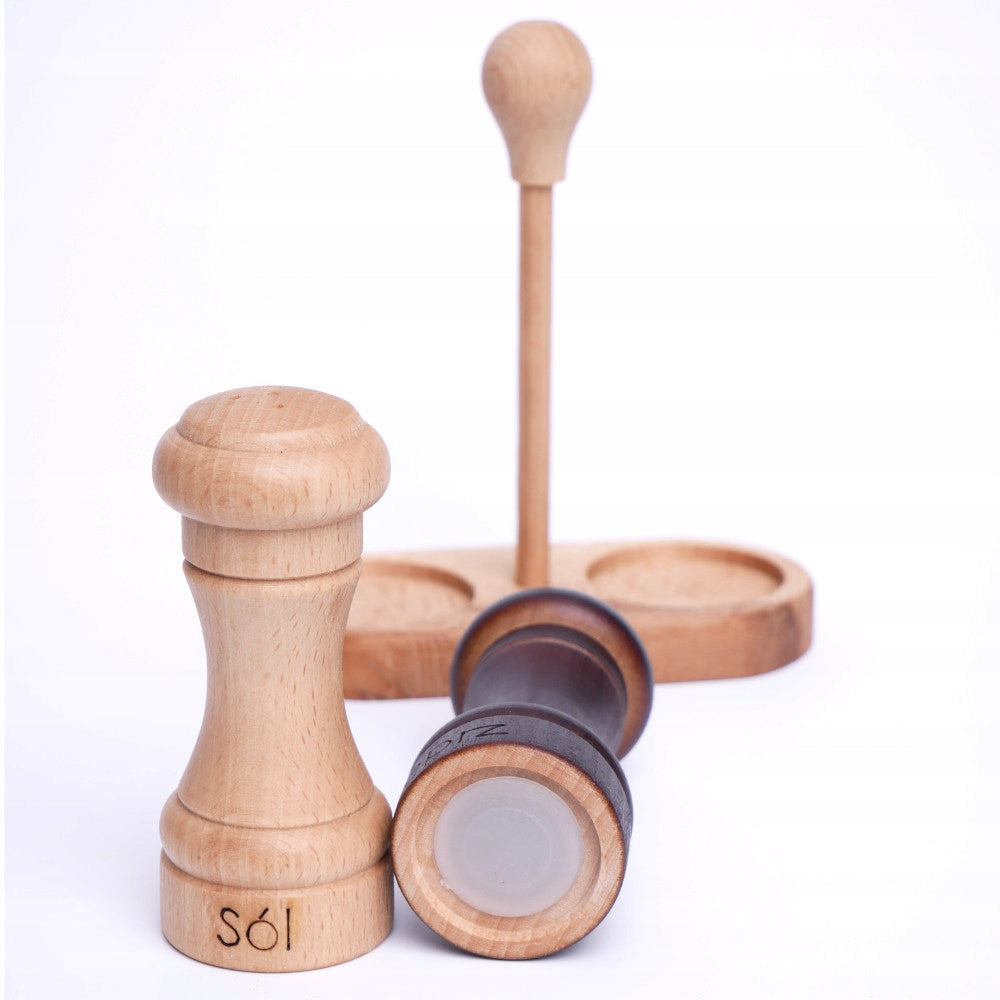 Salt and pepper shaker with stand. Stodesek Brand Stodesek