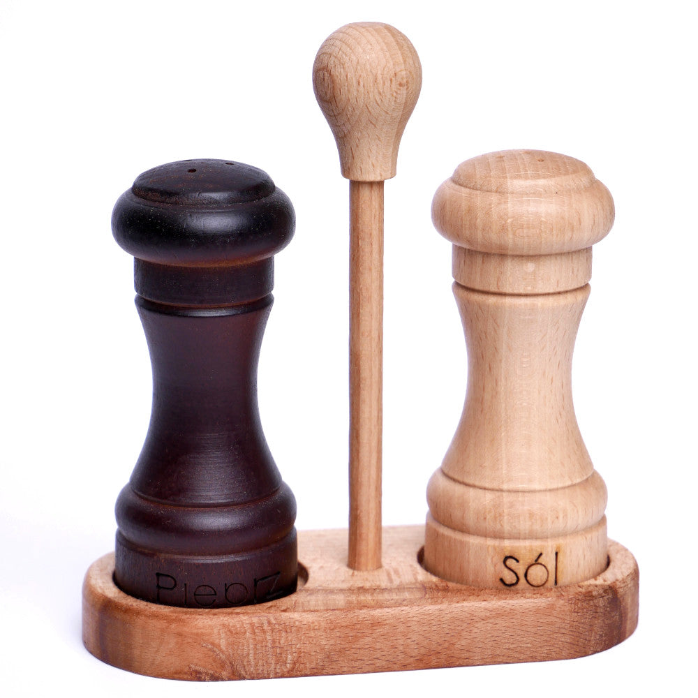 Salt and pepper shaker with stand. Stodesek
