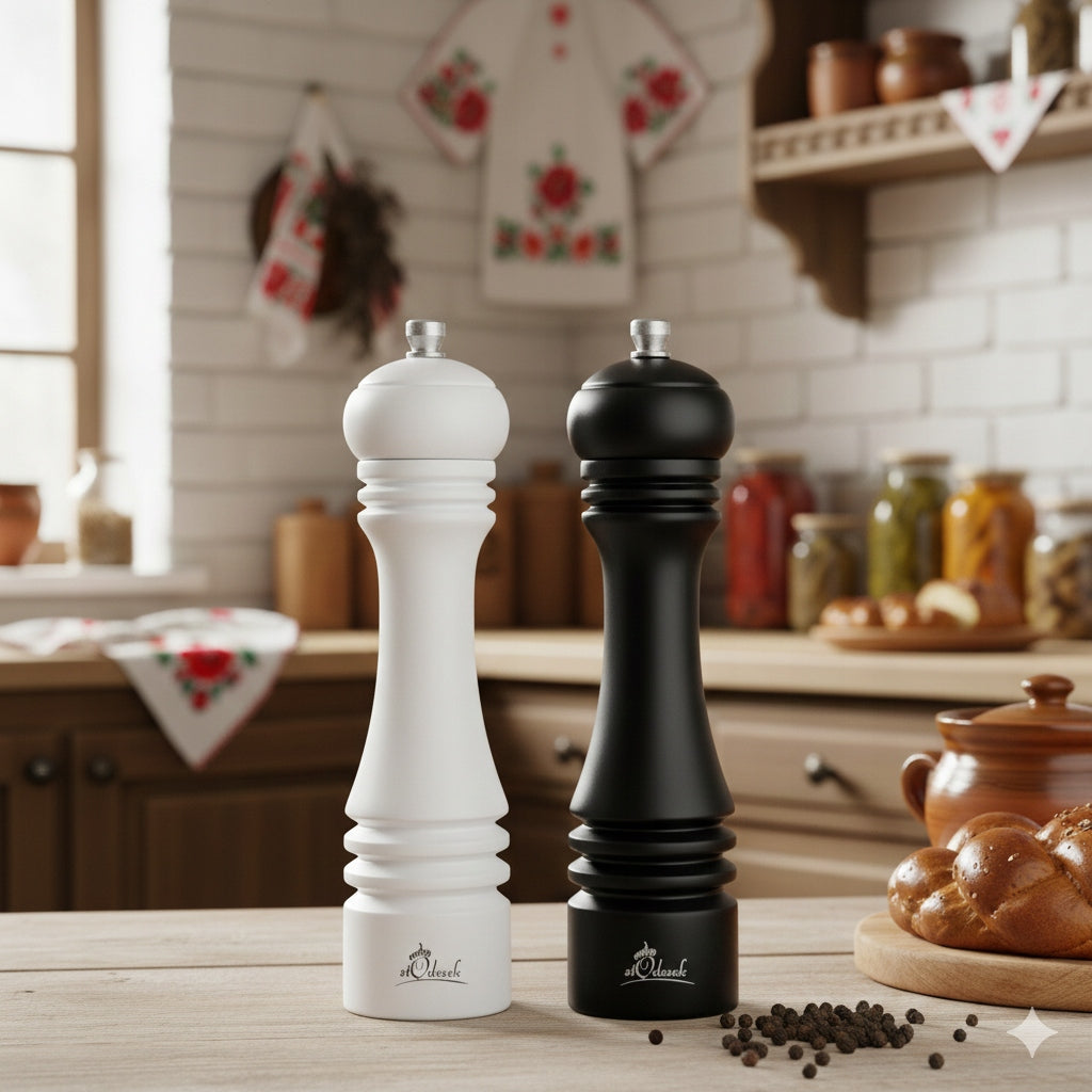 Salt pepper grinder with adjustable grinding 2pcs made in Poland. Stodesek Packaging status original