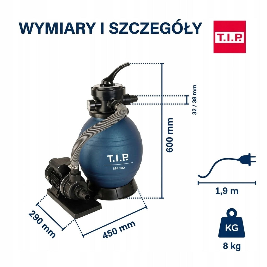 Sand Filter for Sand Pool or Balls Pool Pump 7900l/h Set Brand T.I.P.