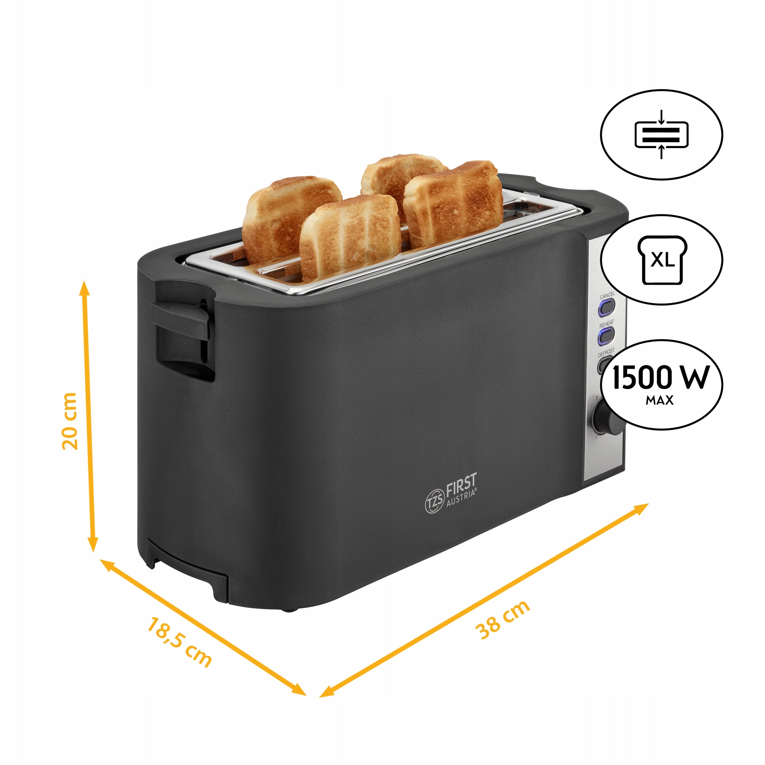 Sandwich Toaster TZS First Austria Large XL For 4 Toast 1500W Packaging status original