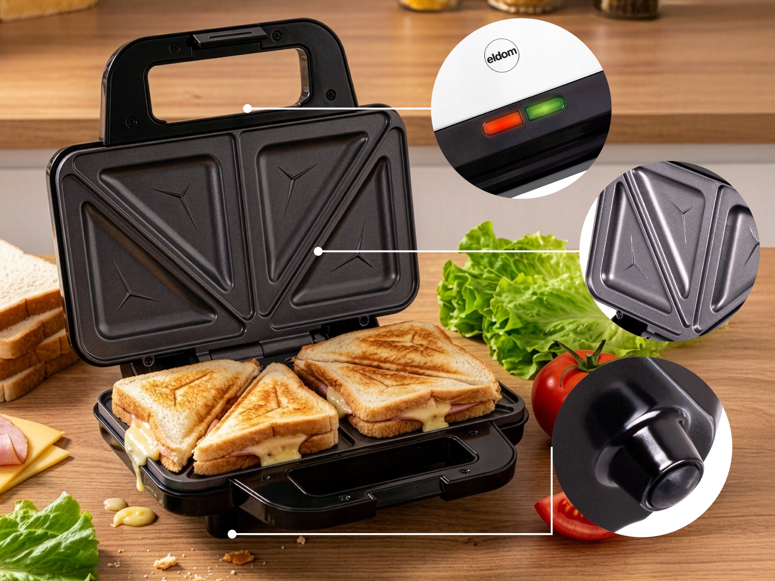 Sandwich Toaster XL Eldom ST160 Strong 900W Packaging status original