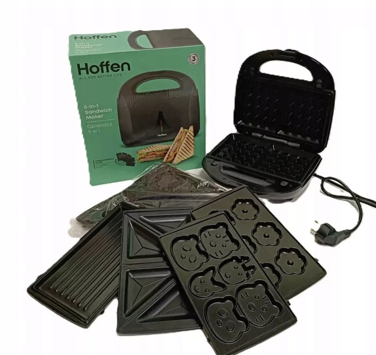 Sandwich toaster HOFFEN 5in1 Sandwich, Waffles, Grill 850W Interchangeable Tiles Power rating 850 W
