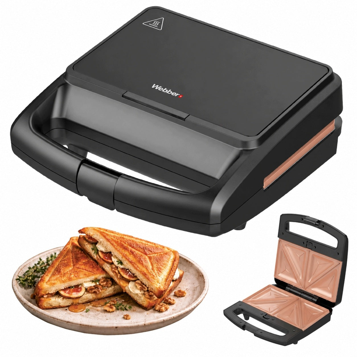 Sandwich toaster Webber AURUM SR2-G ceramic 800W removable