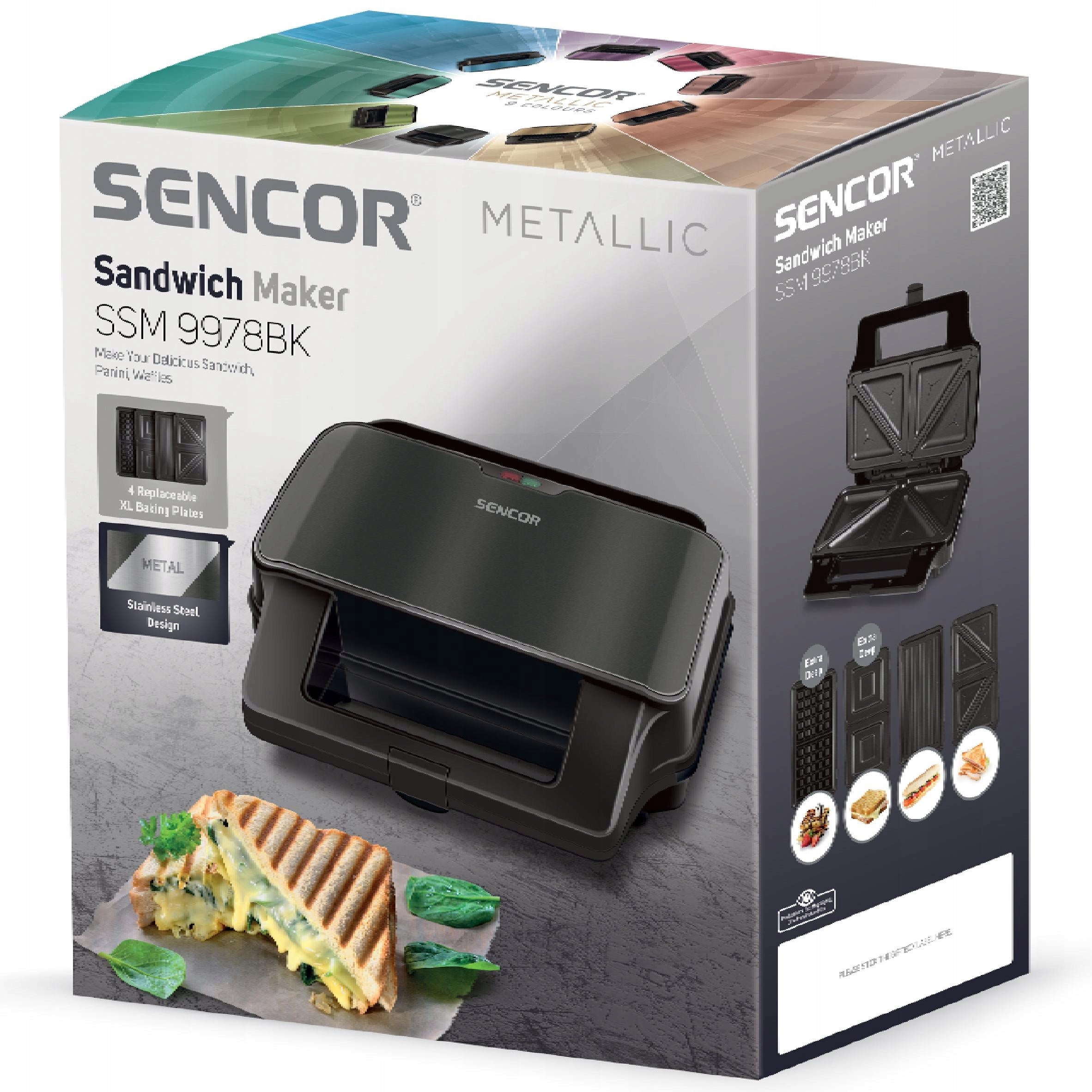 Sandwiches toaster SSM 9978BK 4in1 COOL TOUCH 900W Packaging status original