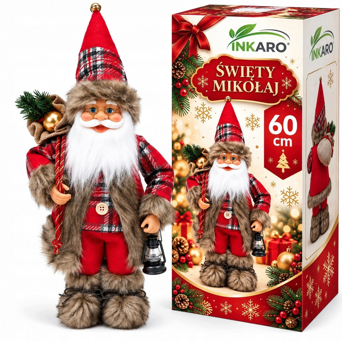 Santa Claus 60 cm Large Premium Standing Christmas Figurine with Lantern