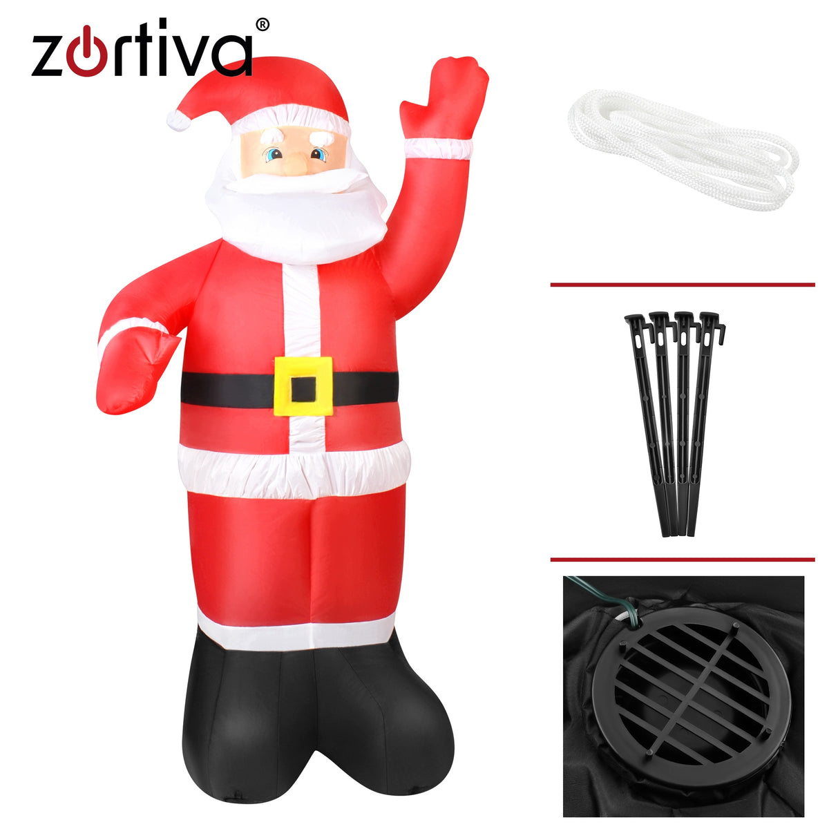 Santa Claus Inflatable LED 180 cm XXL Glowing Pumped IP44 Christmas Ornament Packaging status original