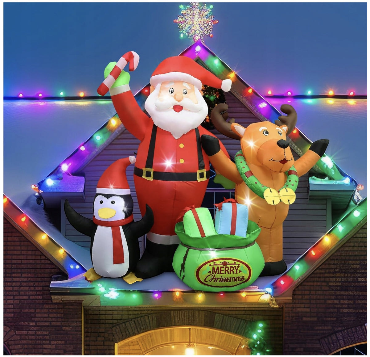 Santa Claus Inflatable LED Large Christmas Decoration Pumped Garden Ornament XL Manufacturer code dekoracja 1,7 M nadmuchiwany renifer pingwin