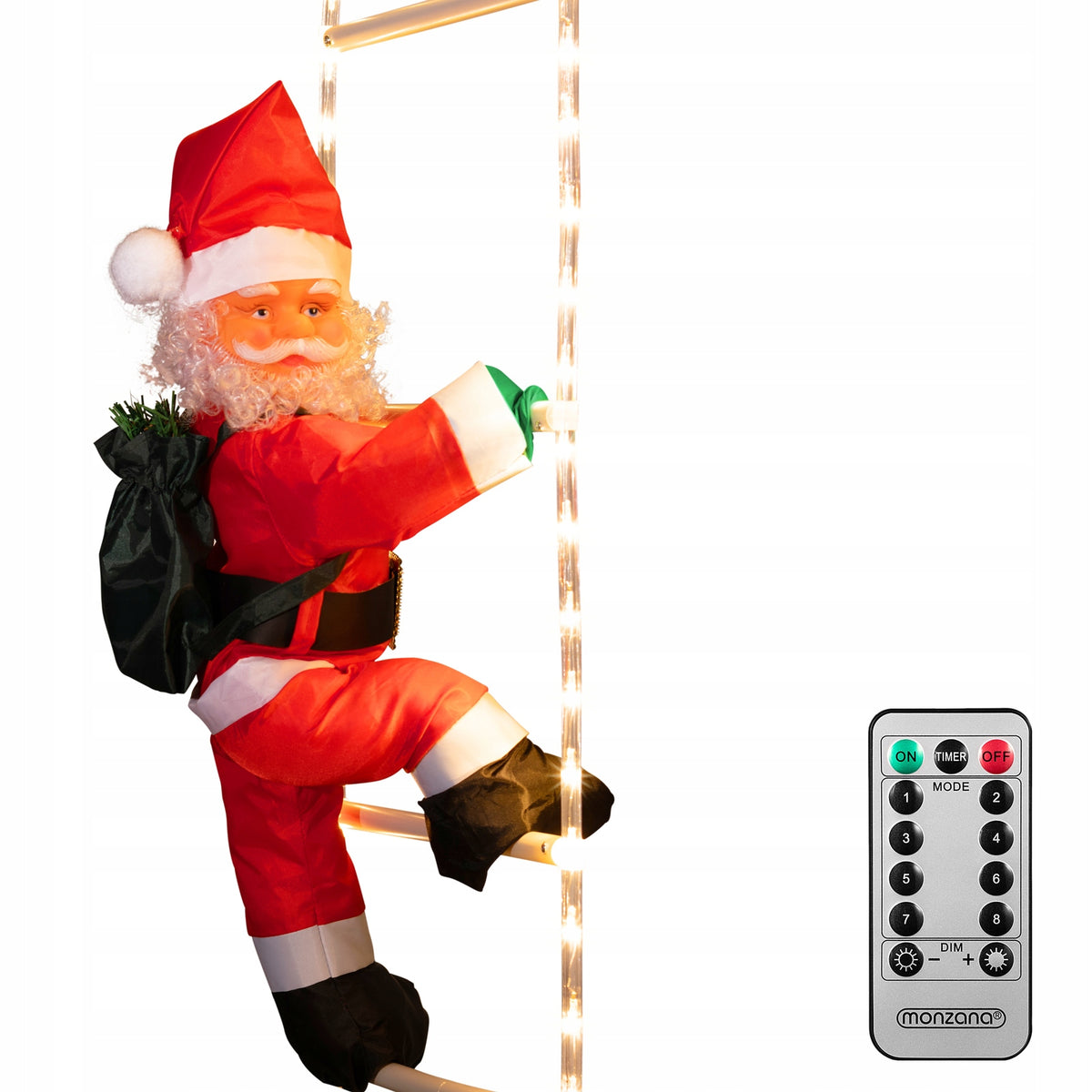 Santa XL on Ladder Large LED Timer Christmas Decoration